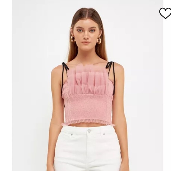 Endless Rose Tulle Crop Tank Top XS - Picture 6 of 12